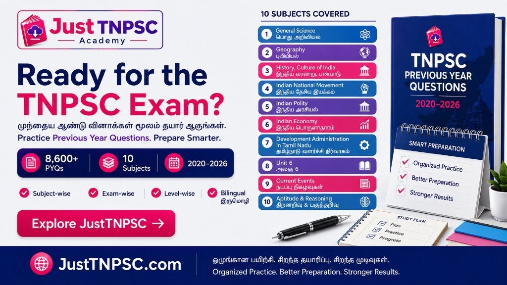 Ready for the TNPSC Exam? Practice Previous Year Questions on JustTNPSC